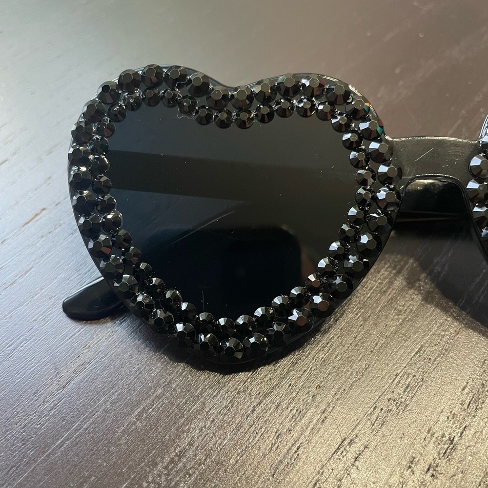 Black Bling Rhinestone Sunglasses. Handmade! Custom Sunglasses - Picture 6 of 6